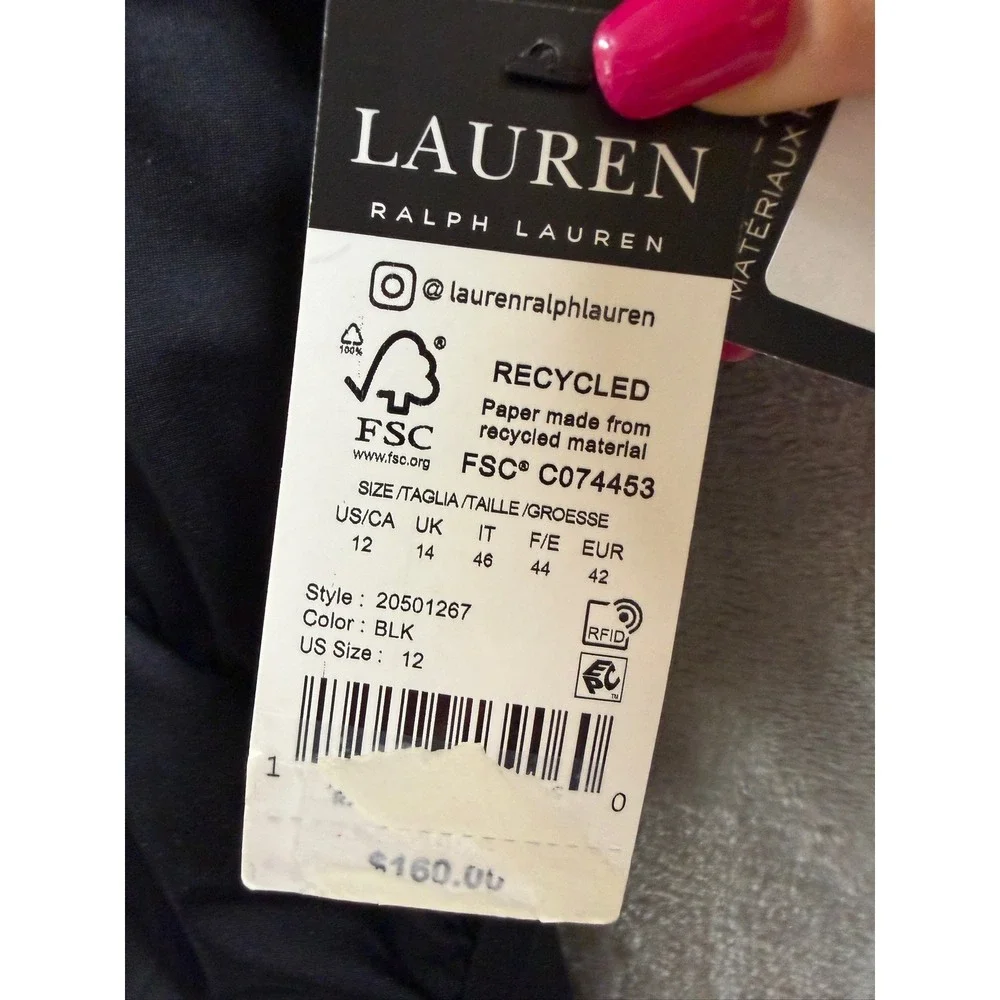 Lauren Ralph Lauren Womens Black Halter O-Ring One Piece Swimsuit $160 Size 12